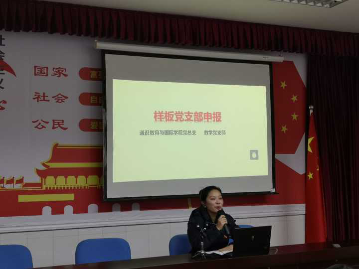 数学党支部杨梅同志做汇报